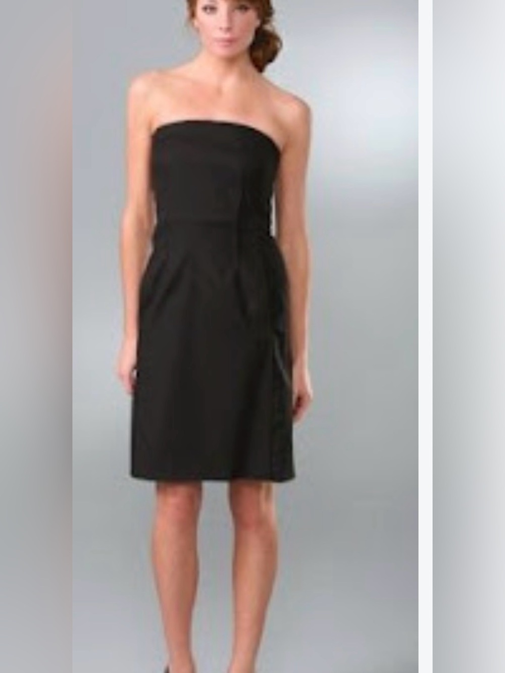 VINCE Black Strapless Party Dress Quiet Luxury Minimalist Pockets Cotton -NEW